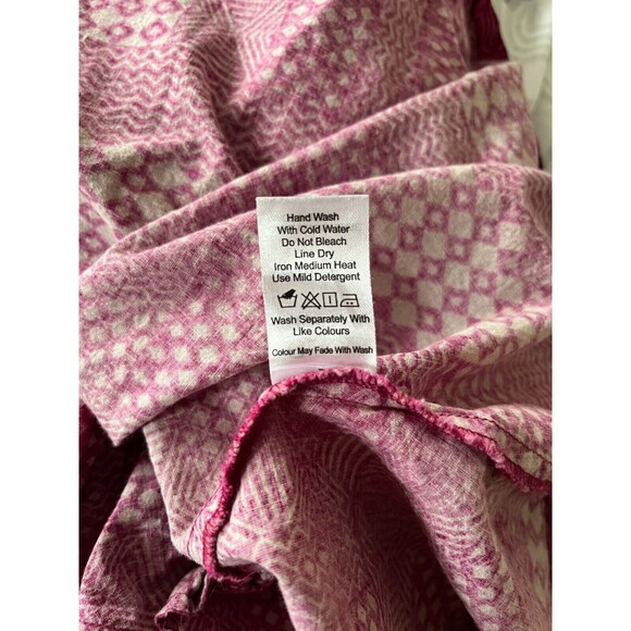 Burgundy Wrap Boho Folk Blockprint  Summer Dress 100% India Cotton M/L - Picture 8 of 12